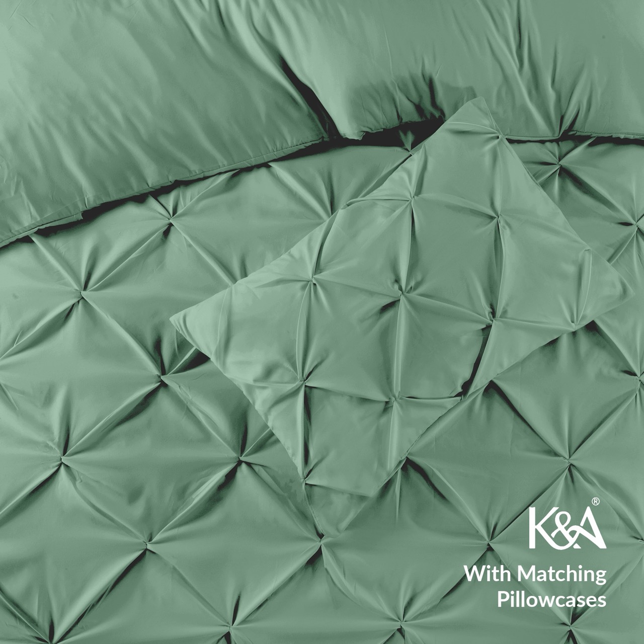 K&A® Pintuck Pinch Pleat Duvet Cover Set with Zipper Closure including Pillowcase – Ultrasoft Brushed Microfiber – Easy Care & Machine Washable
