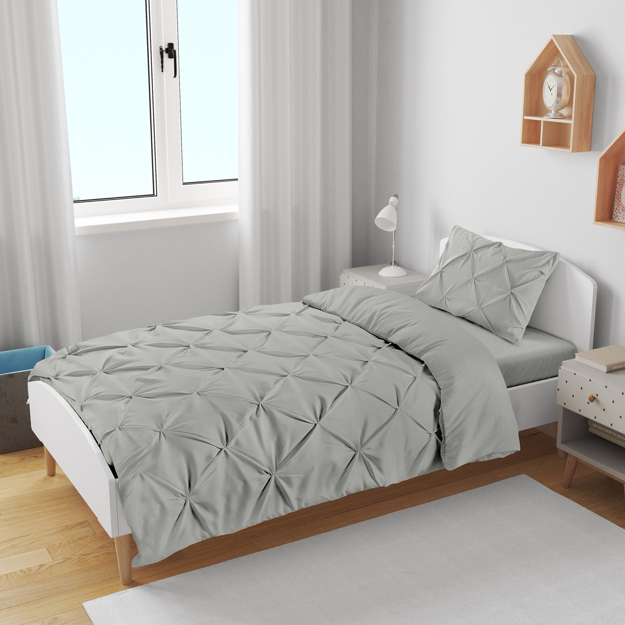 K&A® Pintuck Pinch Pleat Duvet Cover Set with Zipper Closure including Pillowcase – Ultrasoft Brushed Microfiber – Easy Care & Machine Washable