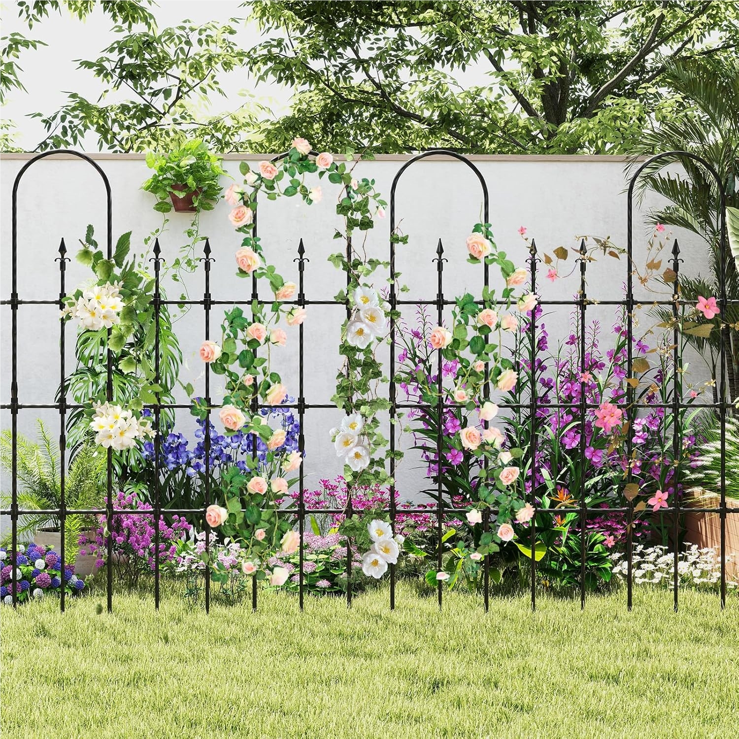Rankgitter Metall, 146 X 186 Cm, Trellis For Climbing Plants, U-shaped Trellis For Sticking, Garden Trellis For Tomatoes Flowers Roses, For Garden Outdoor, Black