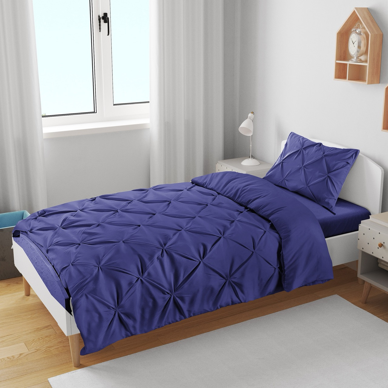 K&A® Pintuck Pinch Pleat Duvet Cover Set with Zipper Closure including Pillowcase – Ultrasoft Brushed Microfiber – Easy Care & Machine Washable