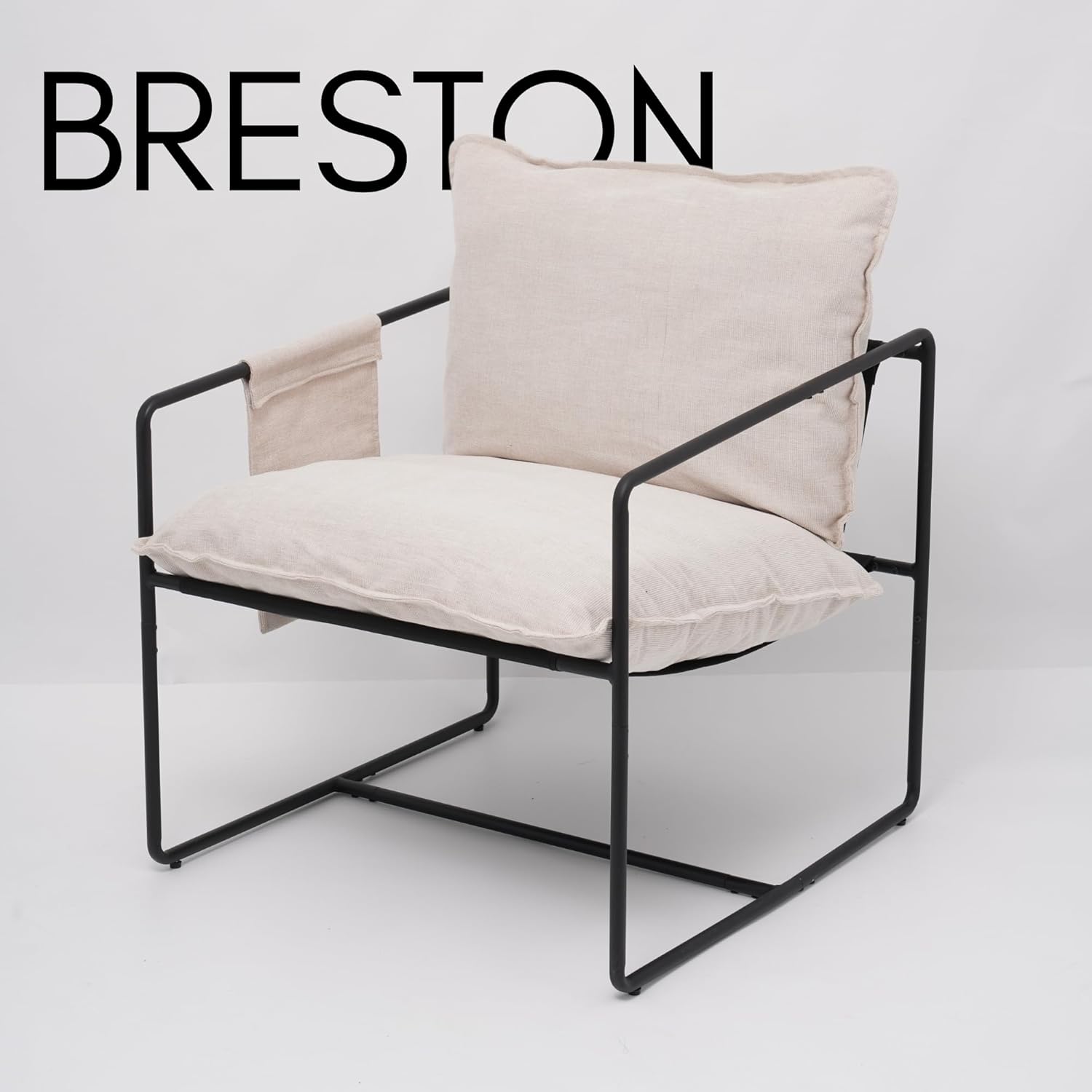 Image of Designer Vintage Armchair , High-quality Fabric Upholstery In Black, Relaxation Armchair Lounge Chair For Living Room, Bedroom Or As A Tv Chair