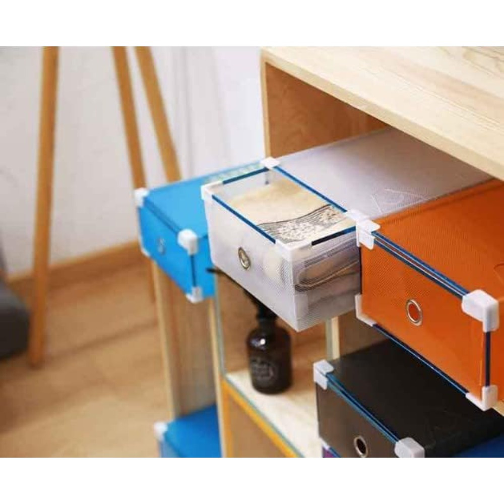 20pcs Clear Shoe Boxes Foldable Shoe Organiser Plastic Shoe Storage Box Transparent Drawer Stackable Storage Cabinet 31 x 20 x 11cm