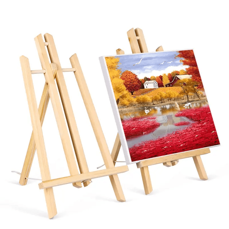 E-shop Malenischstaffeleien, 2-teilige Holzstaffeleien, 40 cm Bildständer aus Massivholz, Ausstellungs-/Tischstaffelei, faltbar und platzsparend,