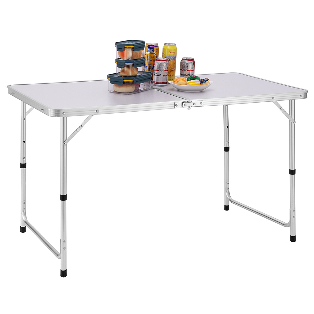 TEMU Bakaji Camping Picnic Table With Adjustable Height, Aluminum Structure, Folding System With Handle For , Ideal For Garden And Outdoor Dinners,