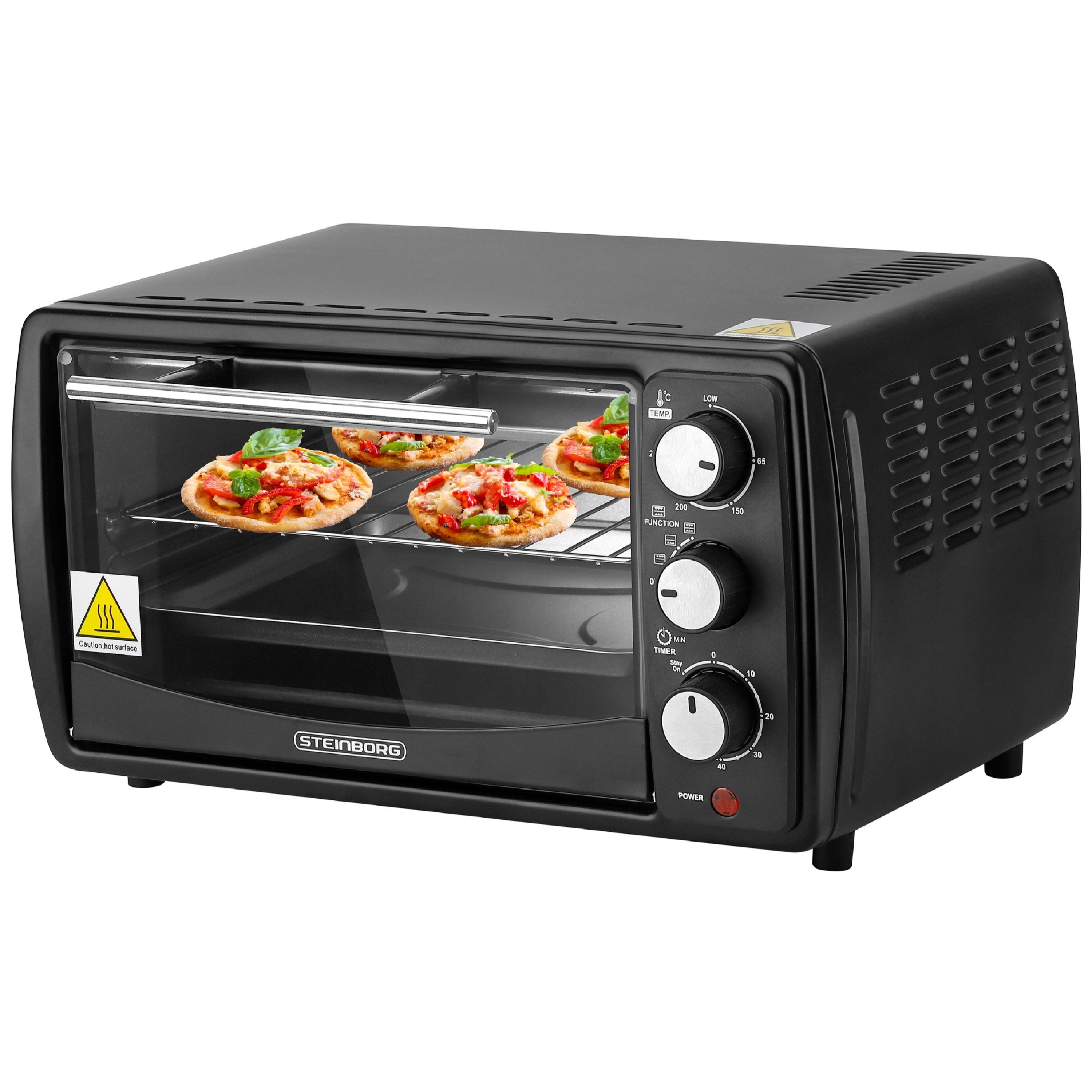 TEMU Mini Oven 13 | Pizza Oven | 60°-250°c | Timer | Crumb Tray | Small Oven | Mini Oven | Oven | 1200 Watts | Black