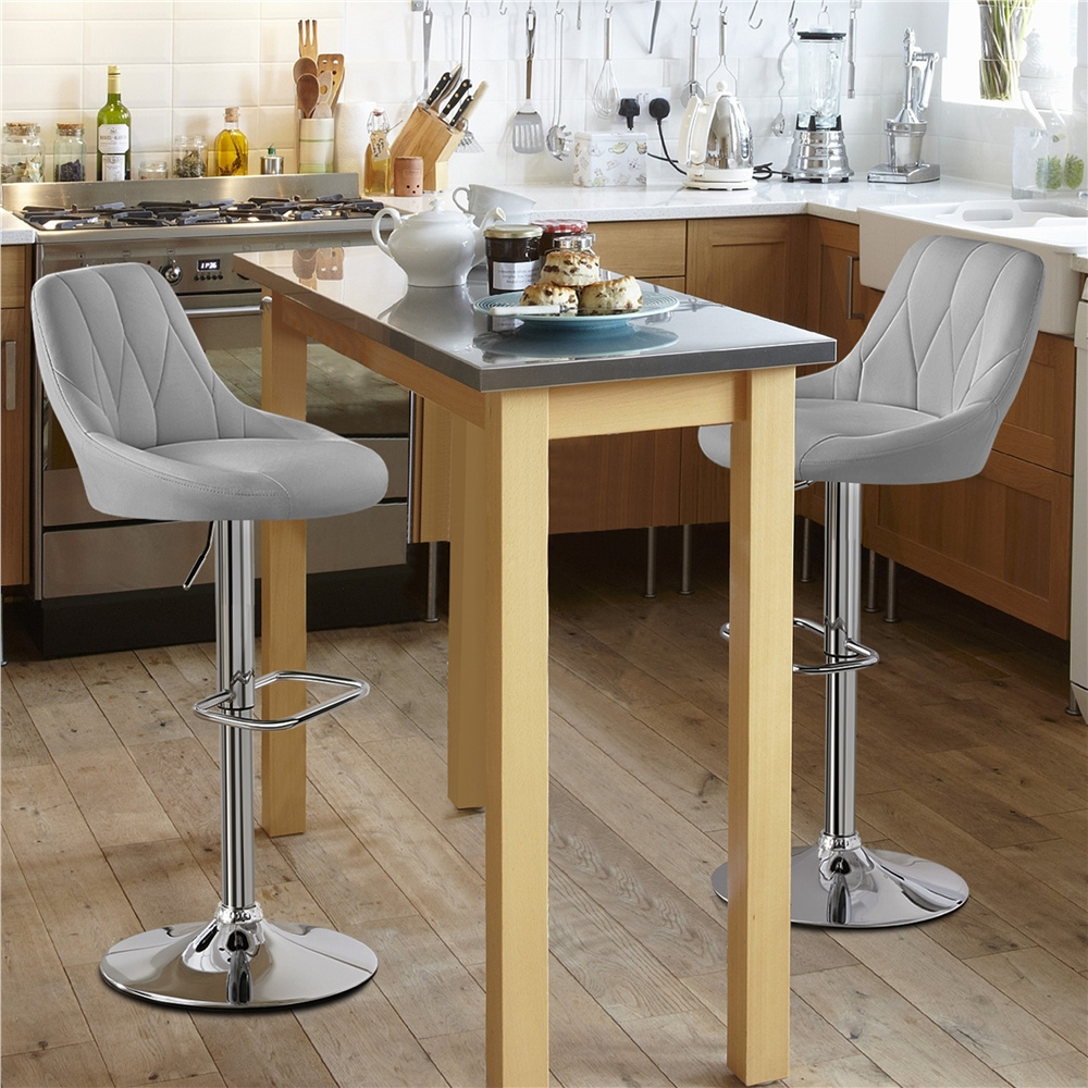 Image of Costoffs 2-piece Set Of Height-adjustable Bar Stools, Counter Stools, Work Stools, Upholstered Stools With Faux Leather For Bar, Kitchen, Dining Room, Living Room