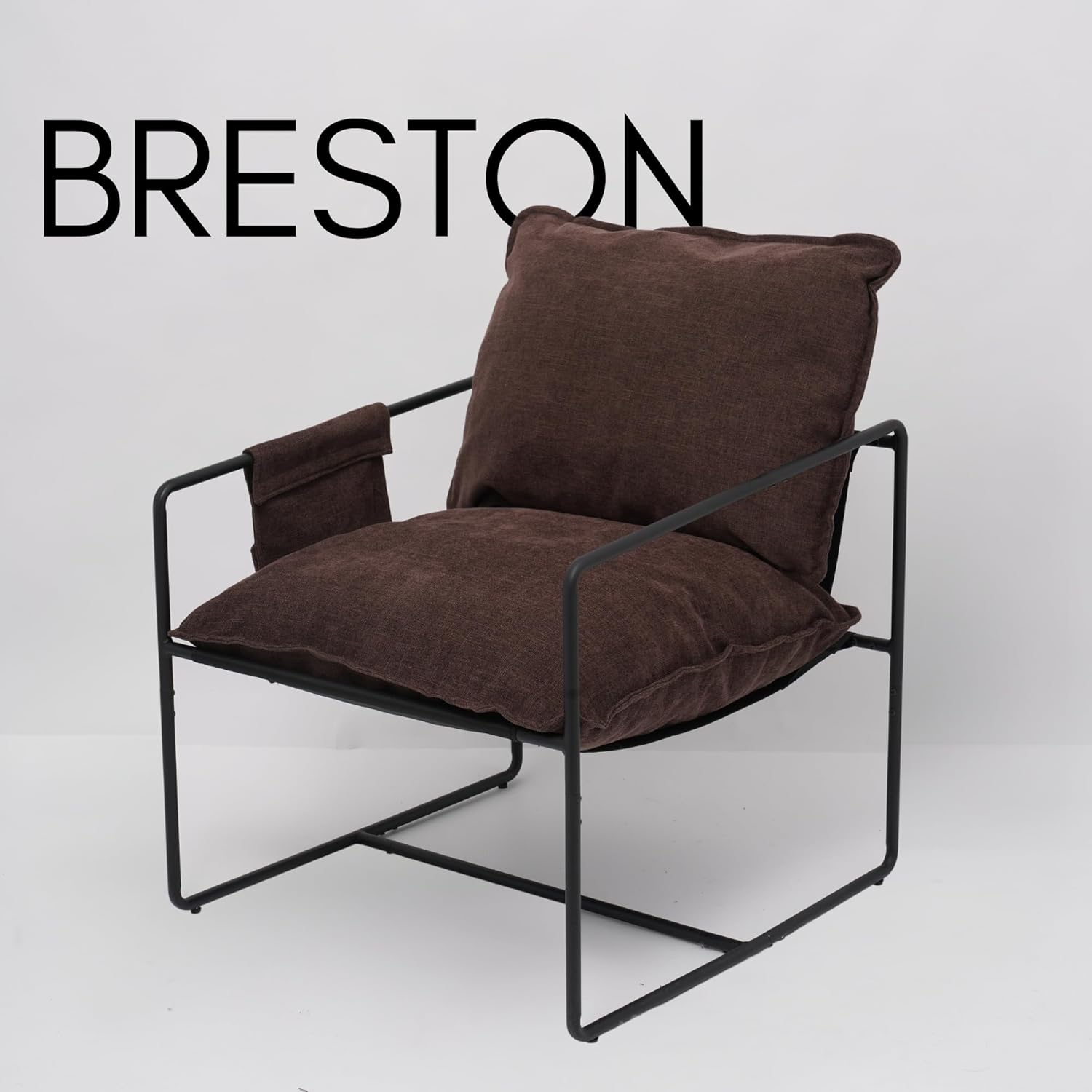 Image of Designer Vintage Armchair , High-quality Fabric Upholstery In Black, Relaxation Armchair Lounge Chair For Living Room, Bedroom Or As A Tv Chair