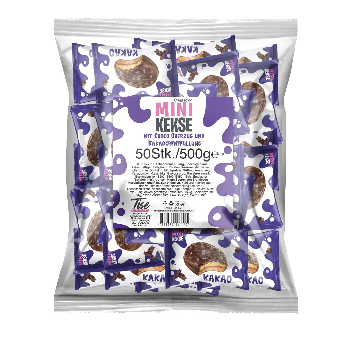 E-shop Capico Mini Kekse mit Chocoüberzug 50 Stück (500g)