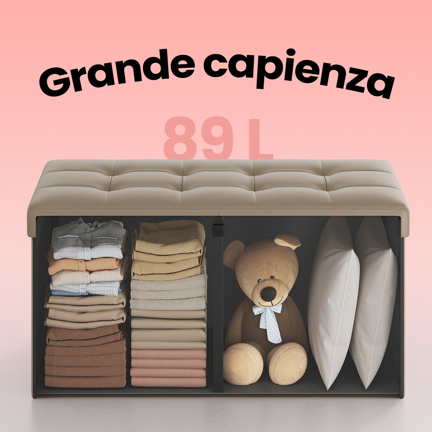 Pouf CUBO Jive Avalon - Poggiapiedi Da Riempire, Tessuto Tecnico | Impermeabile, Made In Italy Grigio