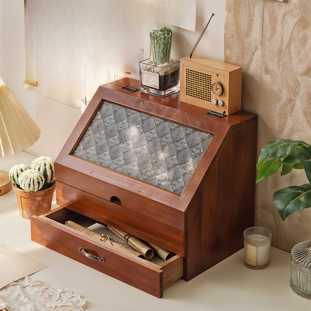 TEMU Large Capacity Wooden Jewelry Boxes With Lid And Drawer, Dust-proof Vanity Storage Box, Jewelry Storage Organizer, Collectibles Display Cabinet,