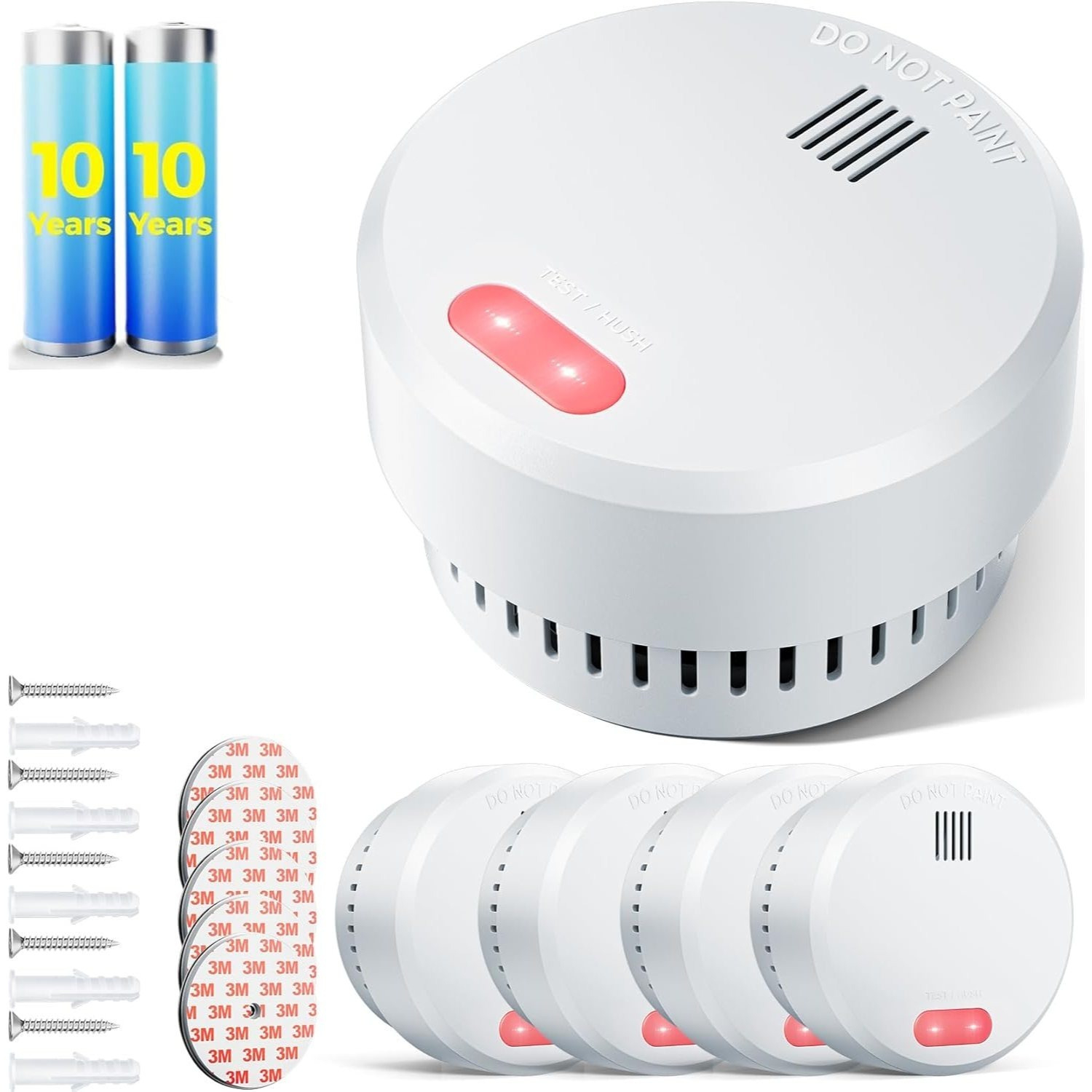 TEMU 5pcs Smoke Detector, For Home & , Device Smoke Detector, Fire Alarm, Self-adhesive, 85 Db Alarm