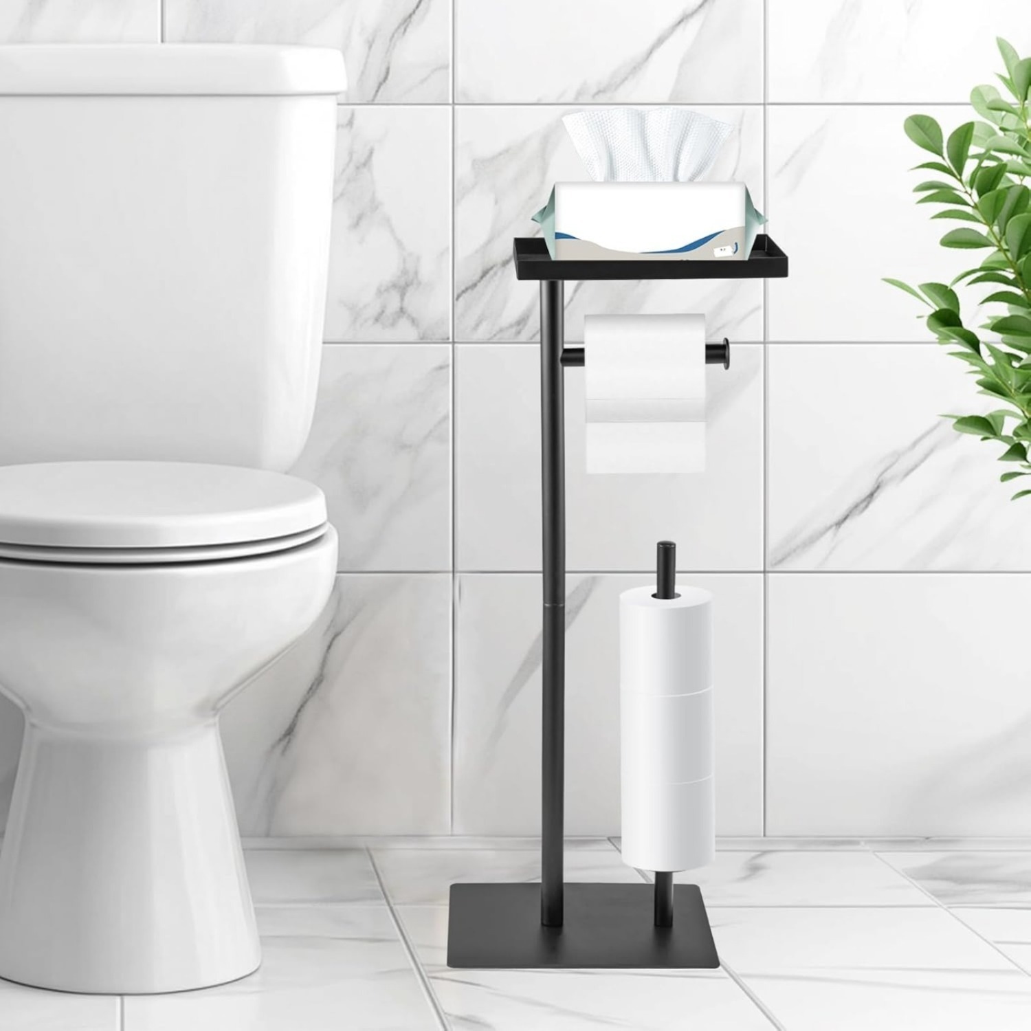 TEMU Paper Holder Stand Toilet Roll Holder Free Standing Black Toilet Paper Holder Stand