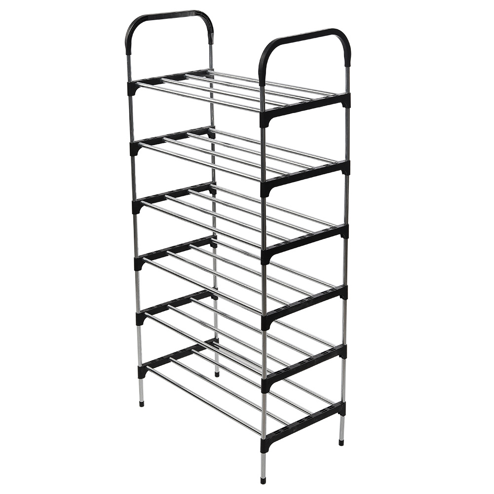 black 6 tiers shoe rack space saving multi layer shoe holder   large capacity metal shoes organizer for entryway living room bedroom free standing shoes storage stand footwear cabinet organizer unit 60cm 30cm 110cm details 6