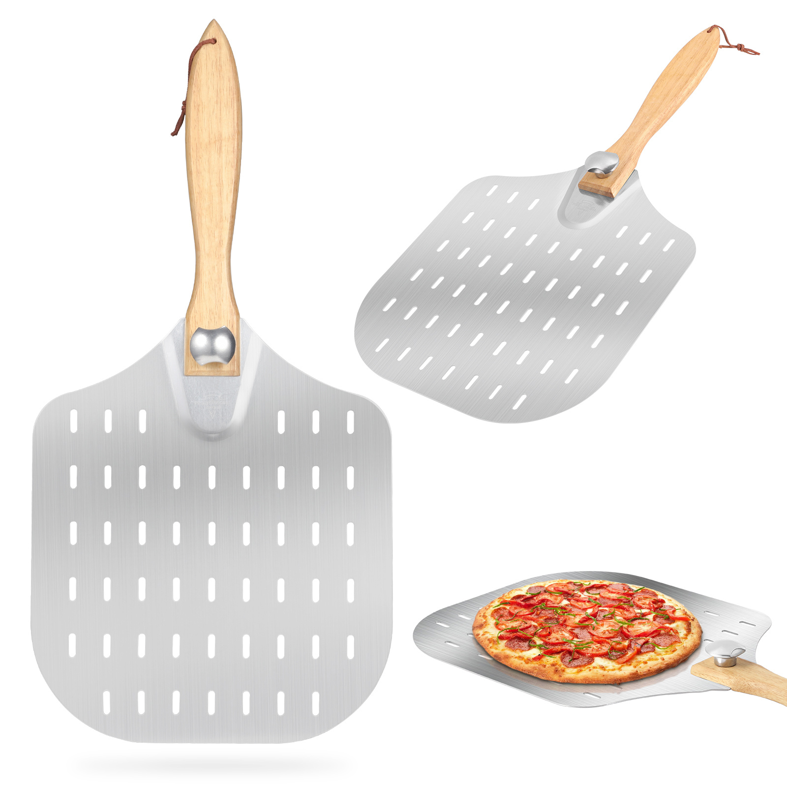TEMU Perforated Pizza Shovel, Stainless Steel, 31 X , Pizza Slider With Removable Handle, Durable Lightweight, Pizza Server, Pizza Shovel For Inches
