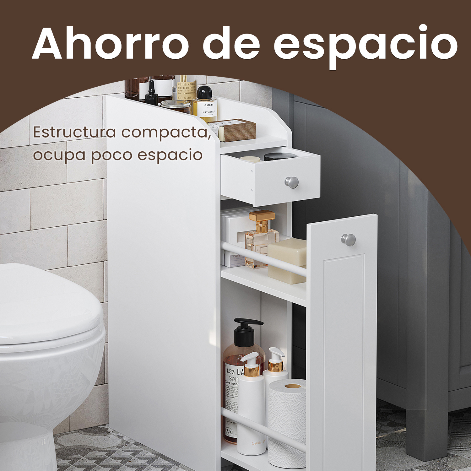 TEMU Mueble de baño pequeño, mueble de baño , mueble de papel higiénico pequeño, mueble de baño con cajones, para espacios pequeños