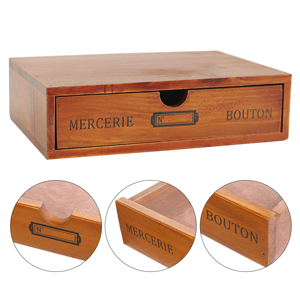 Vintage Wooden Jewelry Box with Drawer, 3-in-1 Organizer