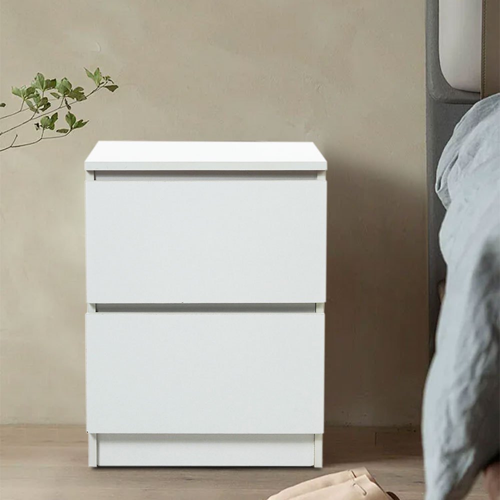 TEMU White Wooden Bedside Table With Drawers, Small Cabinet Cupboard Bedroom Furniture Storage Nightstand Unit, Modern Chest Of 2 Drawers Cabinet,
