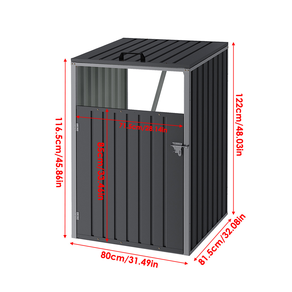 TEMU 1pc Extra Large 122cm Metal Trash Bin | Outdoor Storage Shed, Garden Storage Shed | 71.5x81.5cm Temporary Removable Dustbin | Heavy Duty Outdoor
