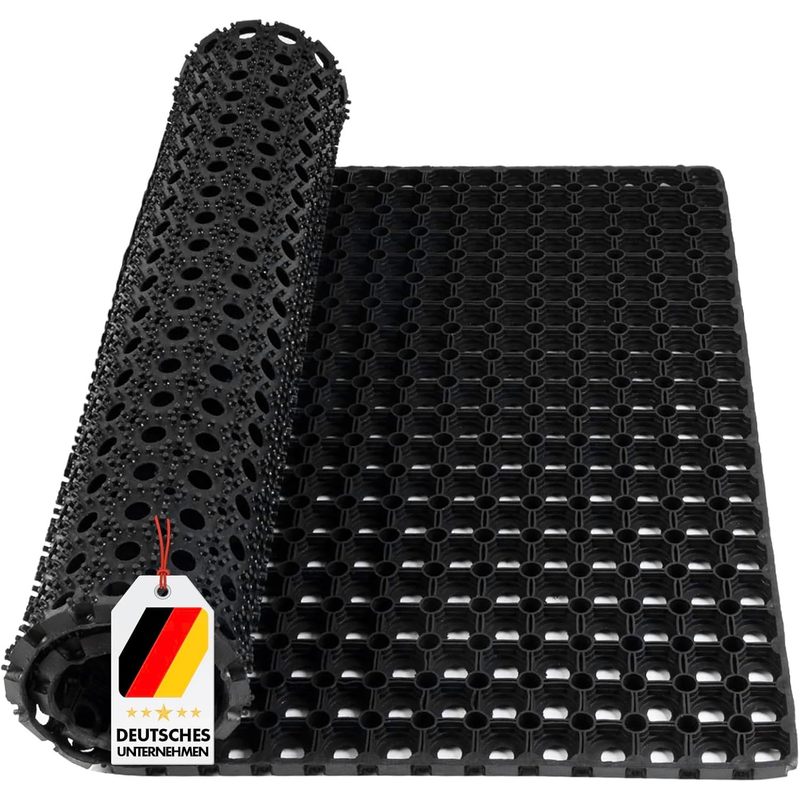 Octodoor 23mm Ring Rubber Mat – Non-slip Rubber Doormat With Honeycomb Structure | Durable Dirt Trap Mat For Outdoor, Entrance, Terrace & Workshop
