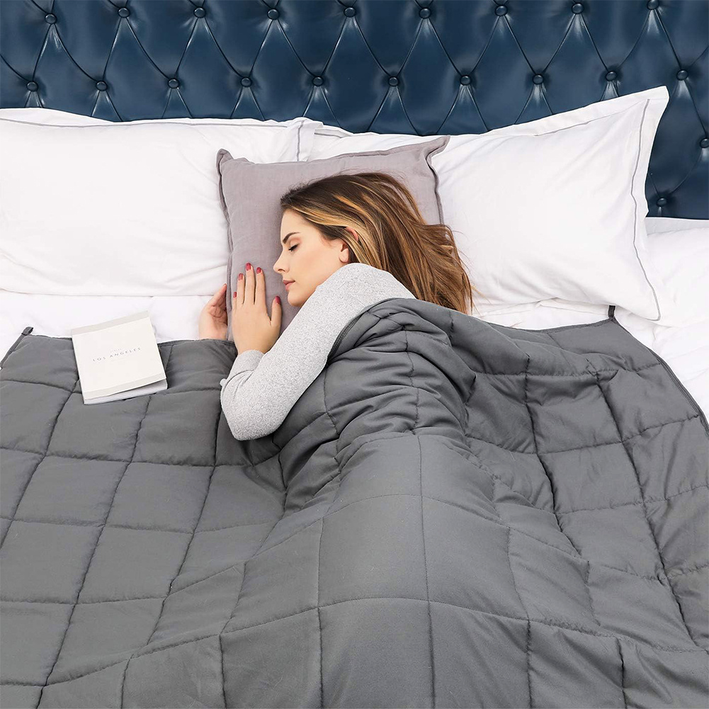 TEMU 100% Cotton Breathable Weighted Blanket For Adults, Machine Washable, Quilted Solid Pattern, , Multipurpose, 7.7 Lb~25 Lb Heavy Blankets Throw