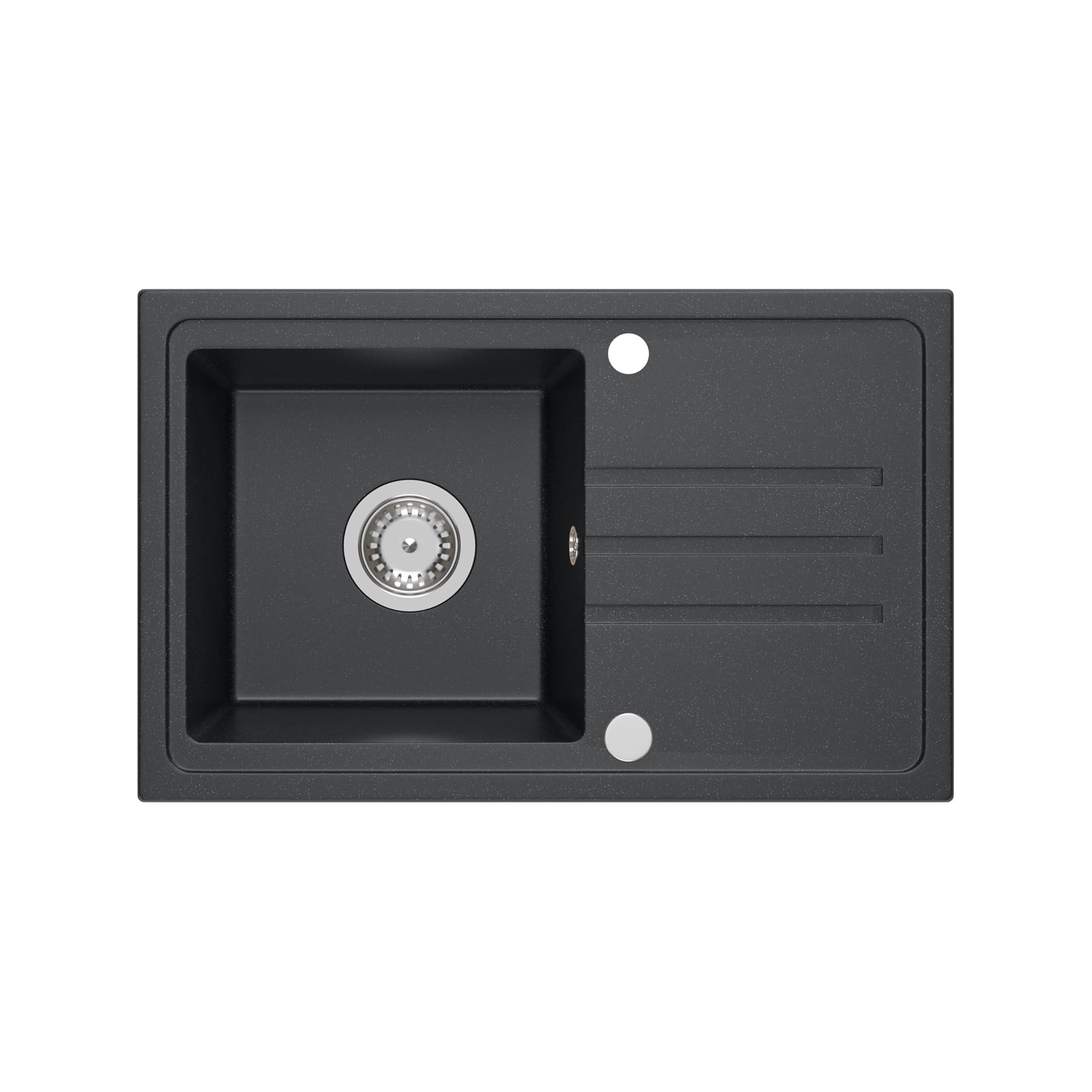 Image of Vbchome Granite Sink Black 70 X 44 Cm – Reversible Built-in Sink Single Sink . Siphon Kitchen Sink Granite