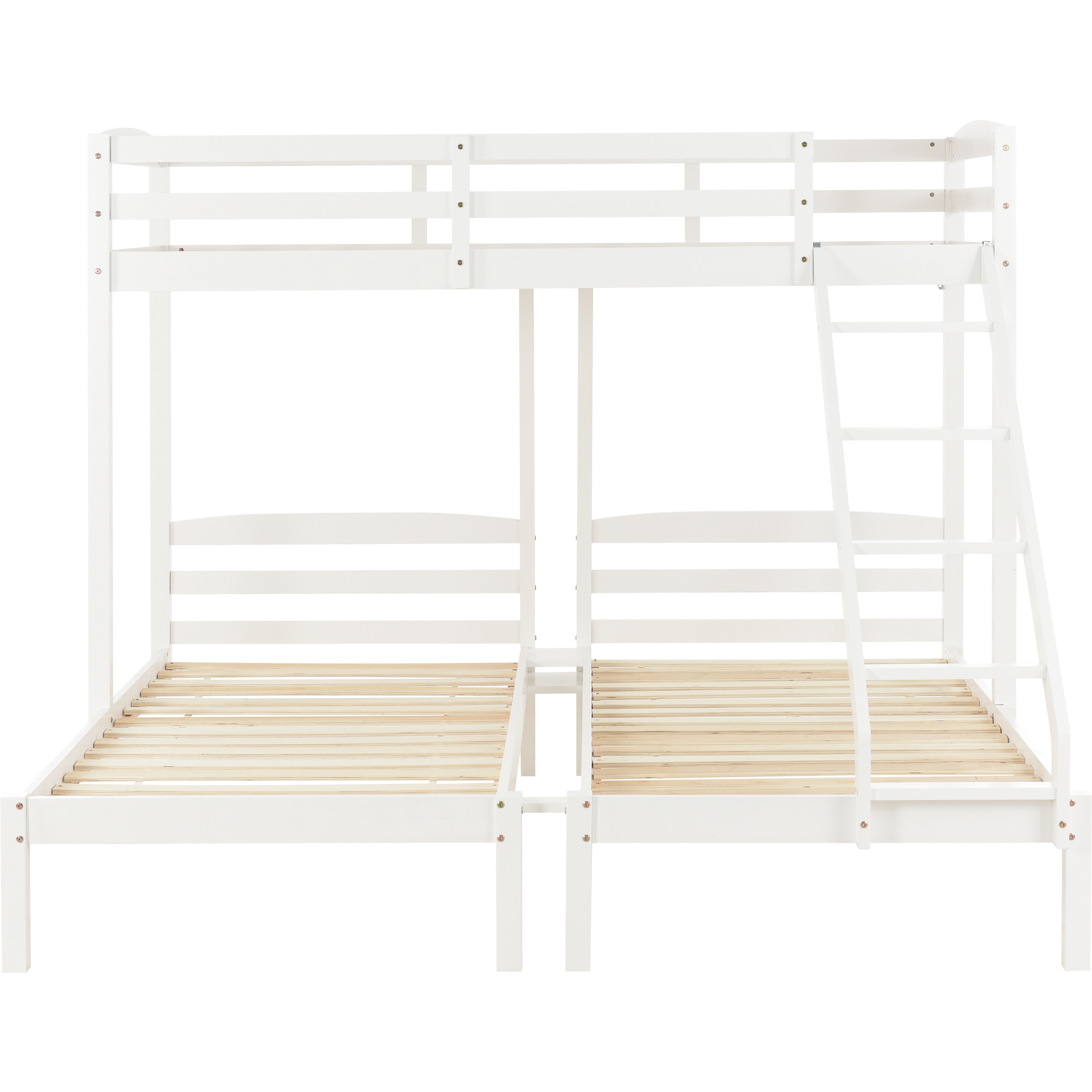 Bunk Bed 3 Sleeper, Bed Frame White Guard Rail Side Ladder 3Ft Bed Frame 208X198X162CM