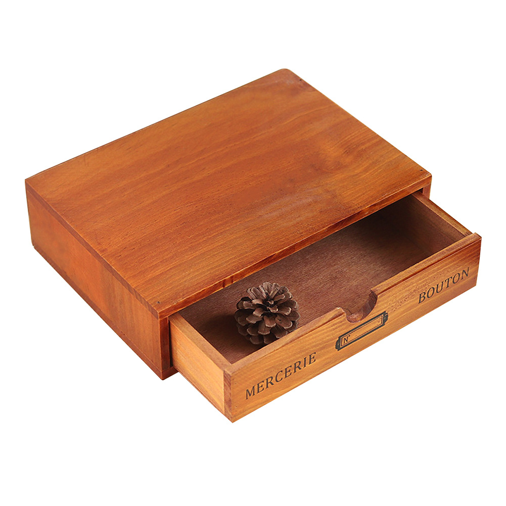 Vintage Wooden Jewelry Box with Drawer, 3-in-1 Organizer