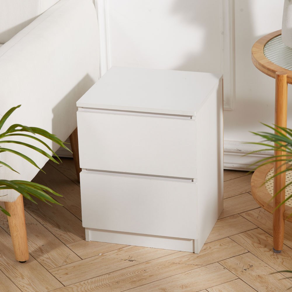 TEMU Large Capacity 2 Drawers Wood Bedside Table, Multi Functional White Bedside Table Cabinet Nightstand Storage Drawer Cupboard Wooden Bedroom