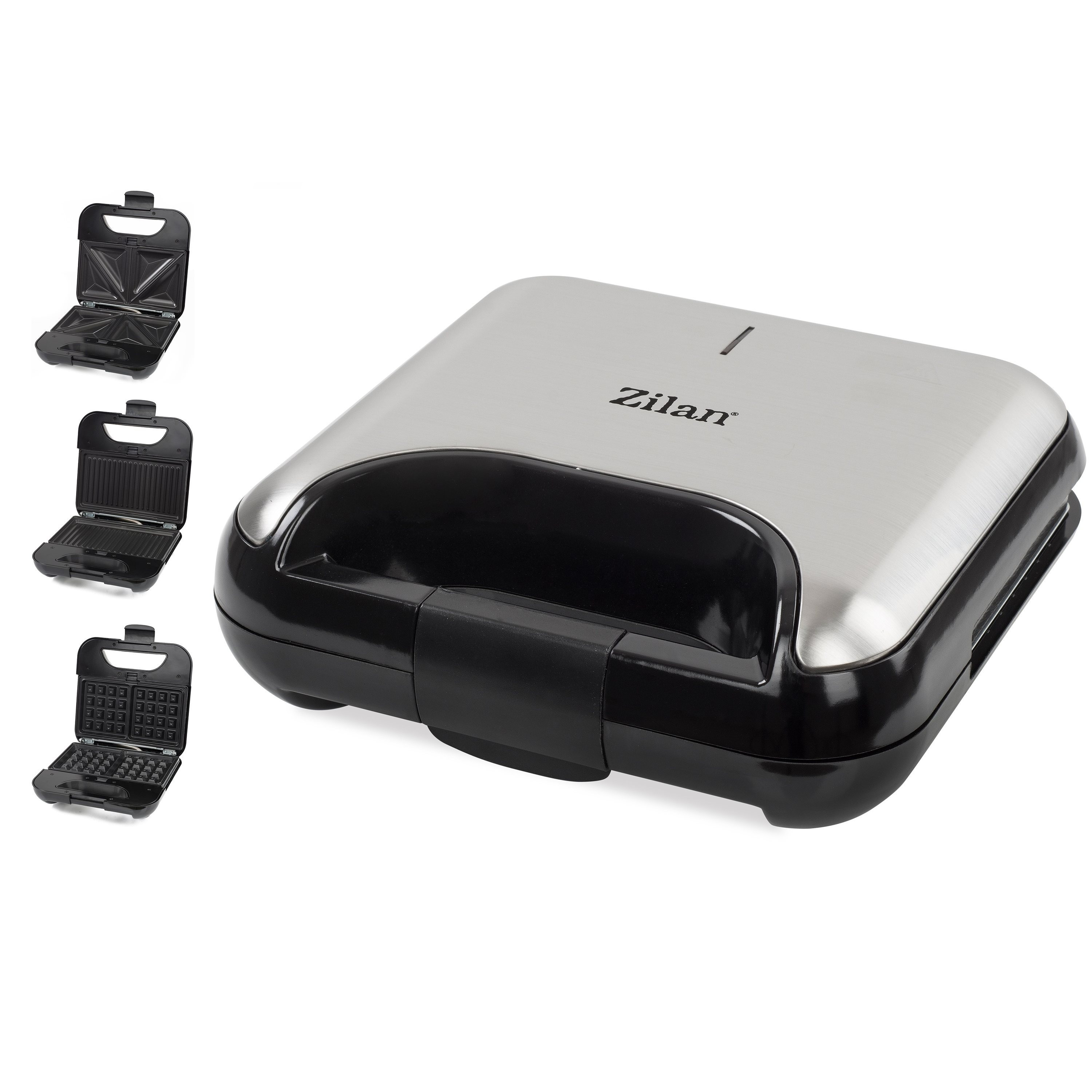 Image of Zilan 3-in-1 Sandwich Maker | 800 Watt | 3 Interchangeable Plates | | | Coated