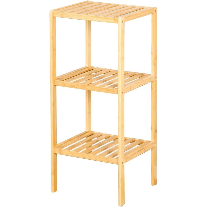 TEMU CART Bambus Regal LOWA - Étagère étroite sur pied pour salle de bain, chambre et salon - 3/5 niveaux - Étagère en bois