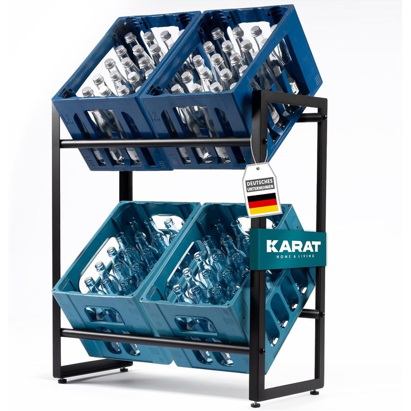 E-shop KARAT Getränkekistenregal Kenji – Stabiles Metallregal für Getränkekisten – Platzsparendes Lagerregal mit Montagematerial – Robustes Flaschen- &