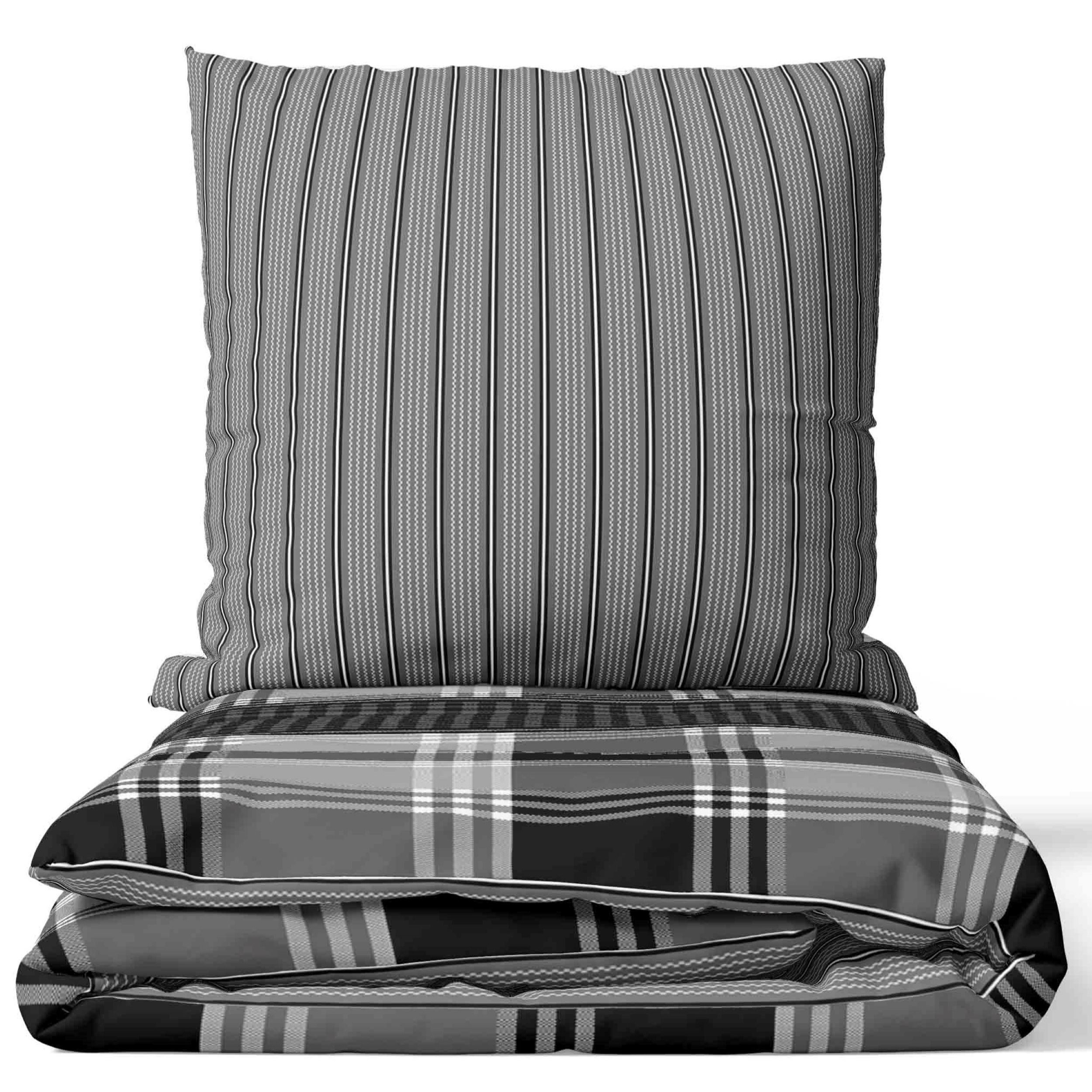 Stripe Bedding Set Black Grey Pillowcase 80x80 Cm With Zipper