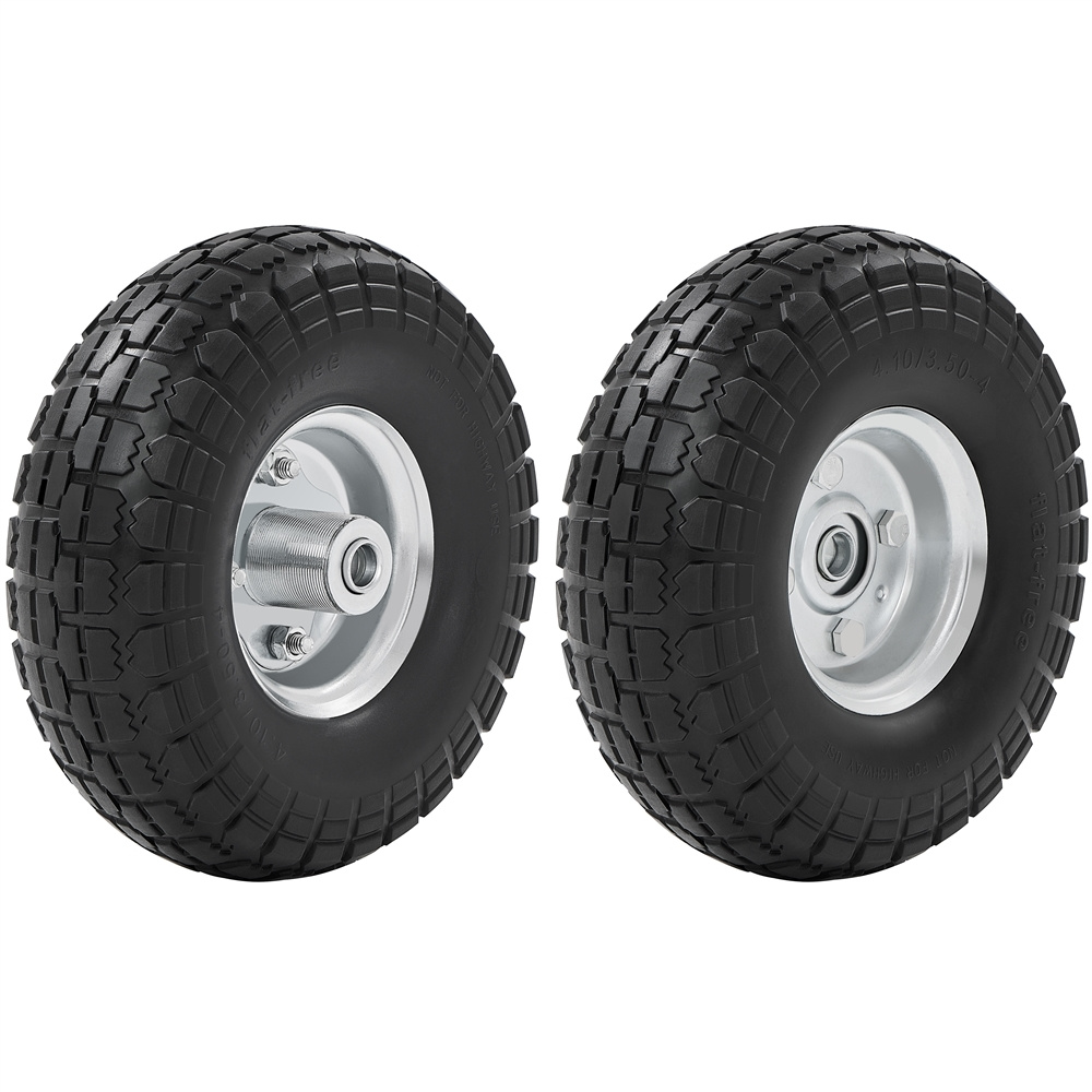   roues increvables avec pneus pleins roues de brouette pour chariot de jardin jante en métal noir