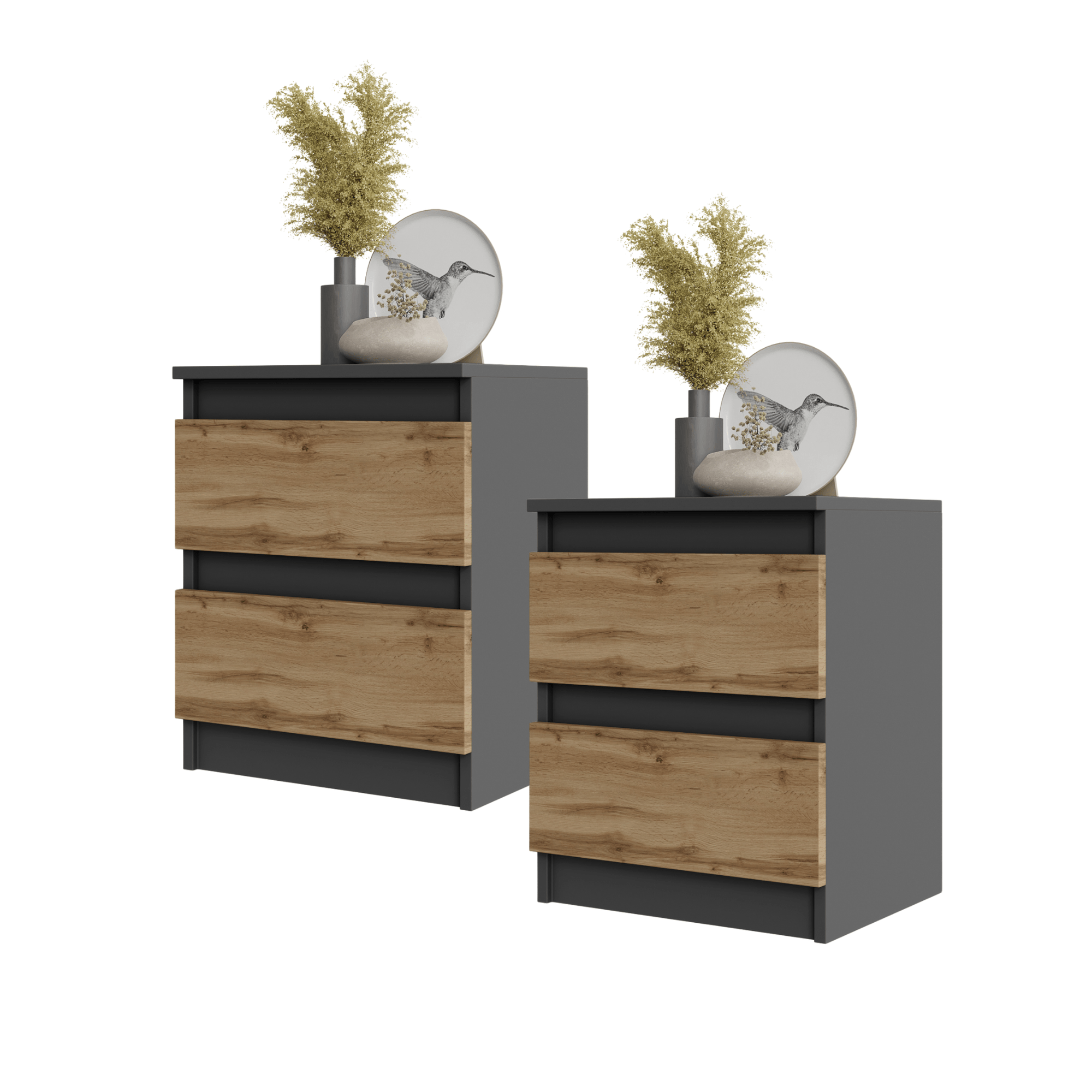 TEMU 2er-Set Nachttisch / Nachtschrank mit 2 Schubladen - 50x41x33cm