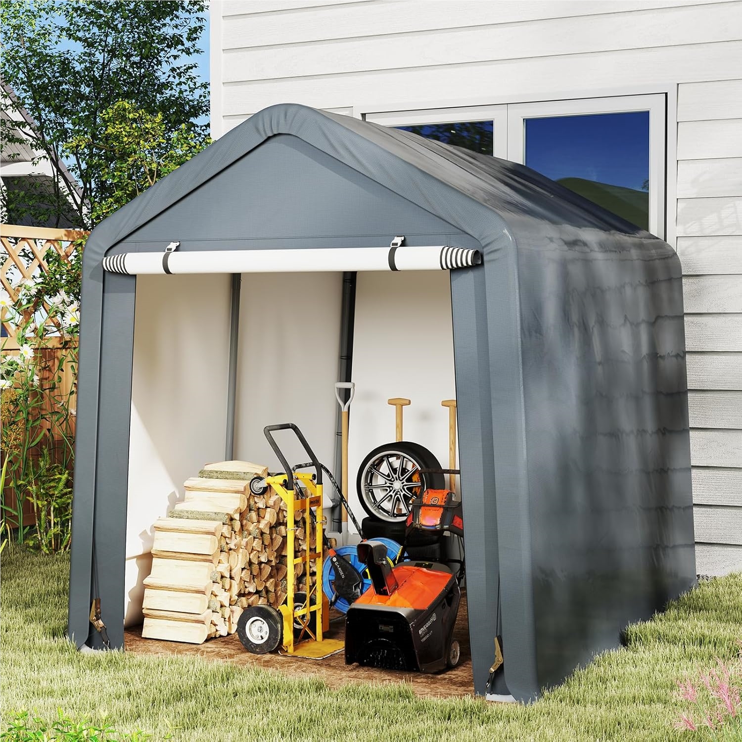 Image of Utility Shed 195 X 240 X 214cm, , Tool Shed, Tent Garage, Garden Shed, Storage Tent, Bike Shed, Equipment Tent, Storage Garage, Canopy