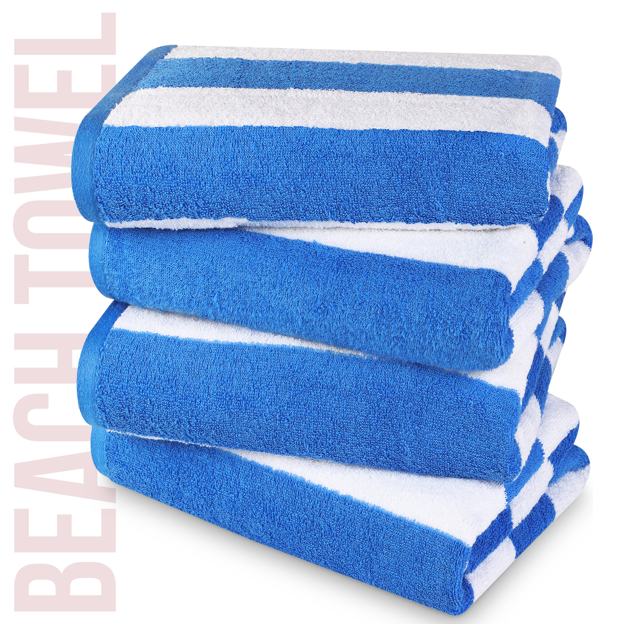 TEMU Towels Cabana Stripe Swim Towels - Soft And Quick Dry - Beach Towels (76 X 152 Cm) - 100% Ring Spun Cotton Large Pool Towels (pack Of 4)