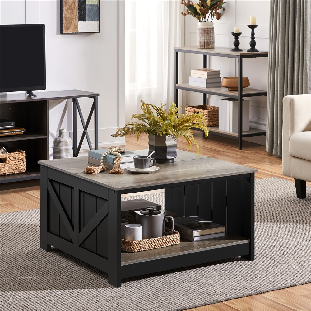 E-shop Costoffs Kaffeetisch Quadratischer Couchtisch Wohnzimmertisch Sofatisch Moderner mit Ablagefach Beistelltisch für Büro Wohnzimmer Schlafzimmer