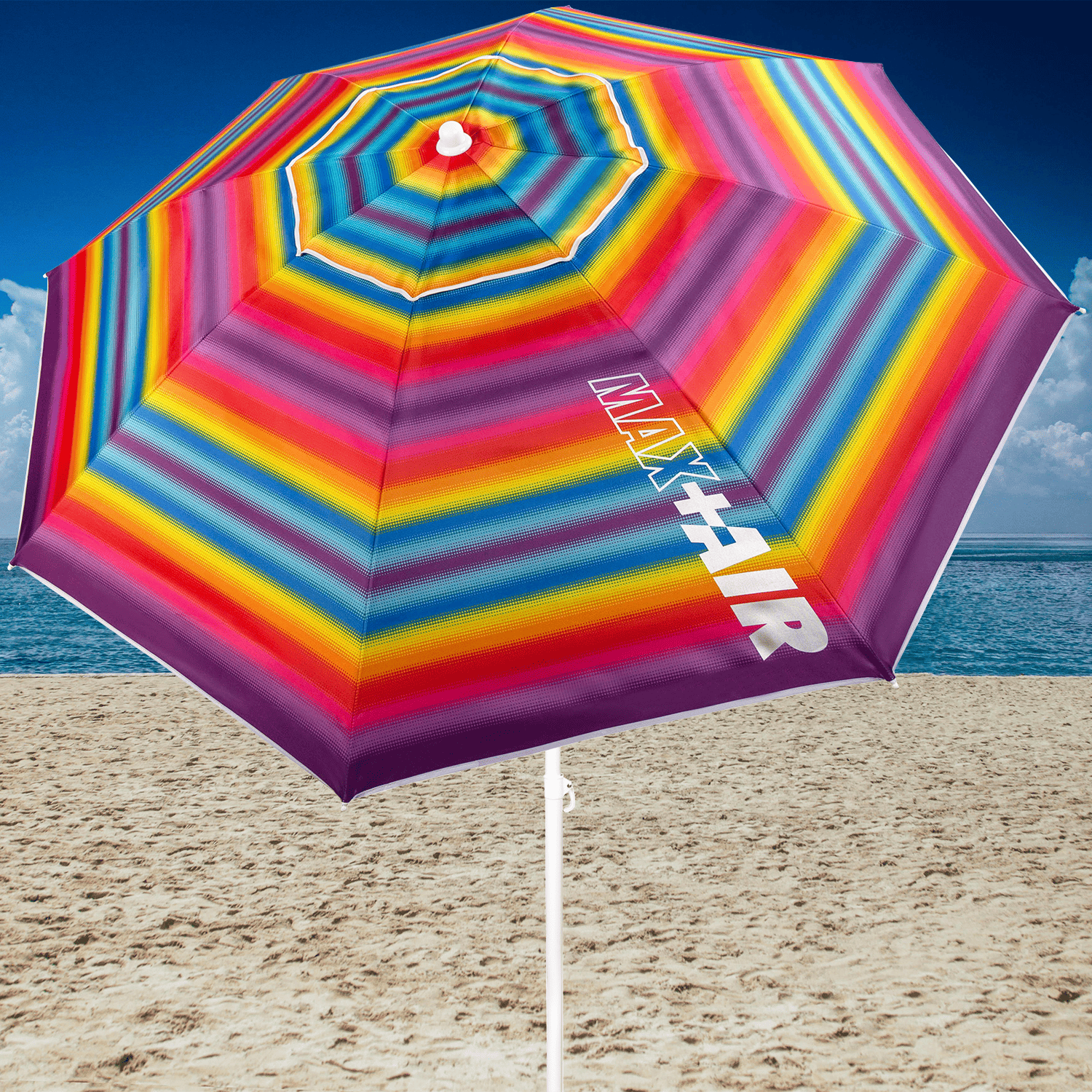 TEMU Parasol de Plage 200 cm, Inclinable, Protection UV 50, en Aluminium et Tissu Oxford , Unique pour une Ventilation Améliorée, 8 Baleines Robustes