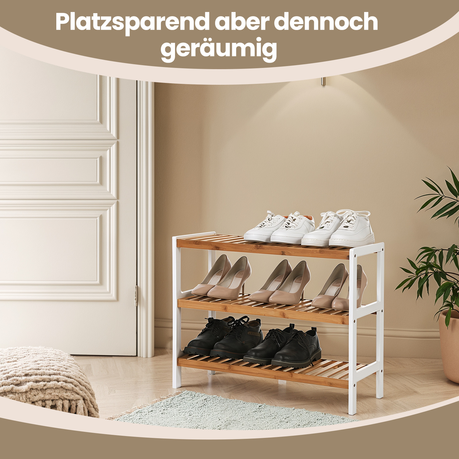 E-shop 3 stufiges Regal für Schuhe, Schuhablage, Schuh-Organizer, 26,1 x 70,1 x 55,1 cm