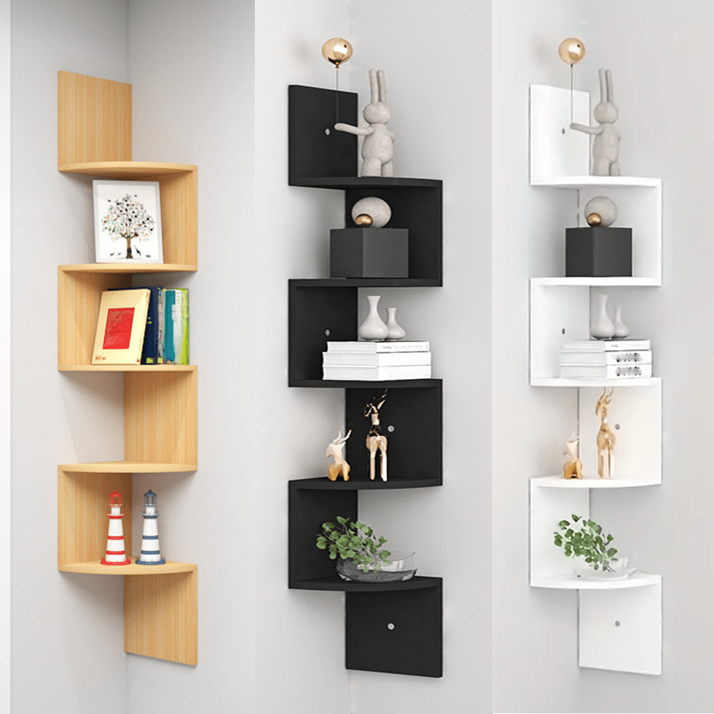 5-tier Luxury Corner Shelf – Space- Wall-mounted Storage Rack With , Ideal For Decor, Books, Figurines, And More