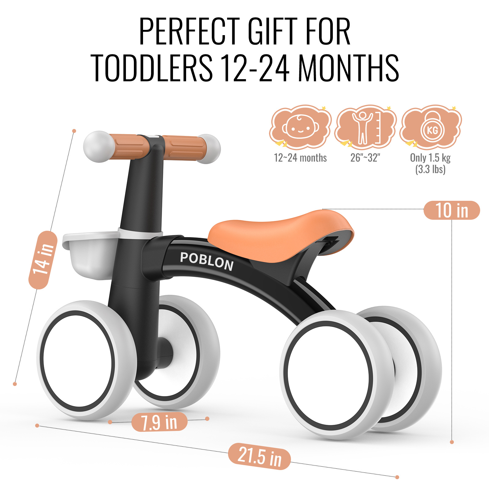 Baby balansfiets met mand, babyloper voor 12-24 maanden, 135° beperkte besturing voorkomt zijdelingse valontwerp, baby's glijdende fiets voor binnen en buiten voor jongens en meisjes, voor 1-jarige verjaardag, groen/roze/zwart