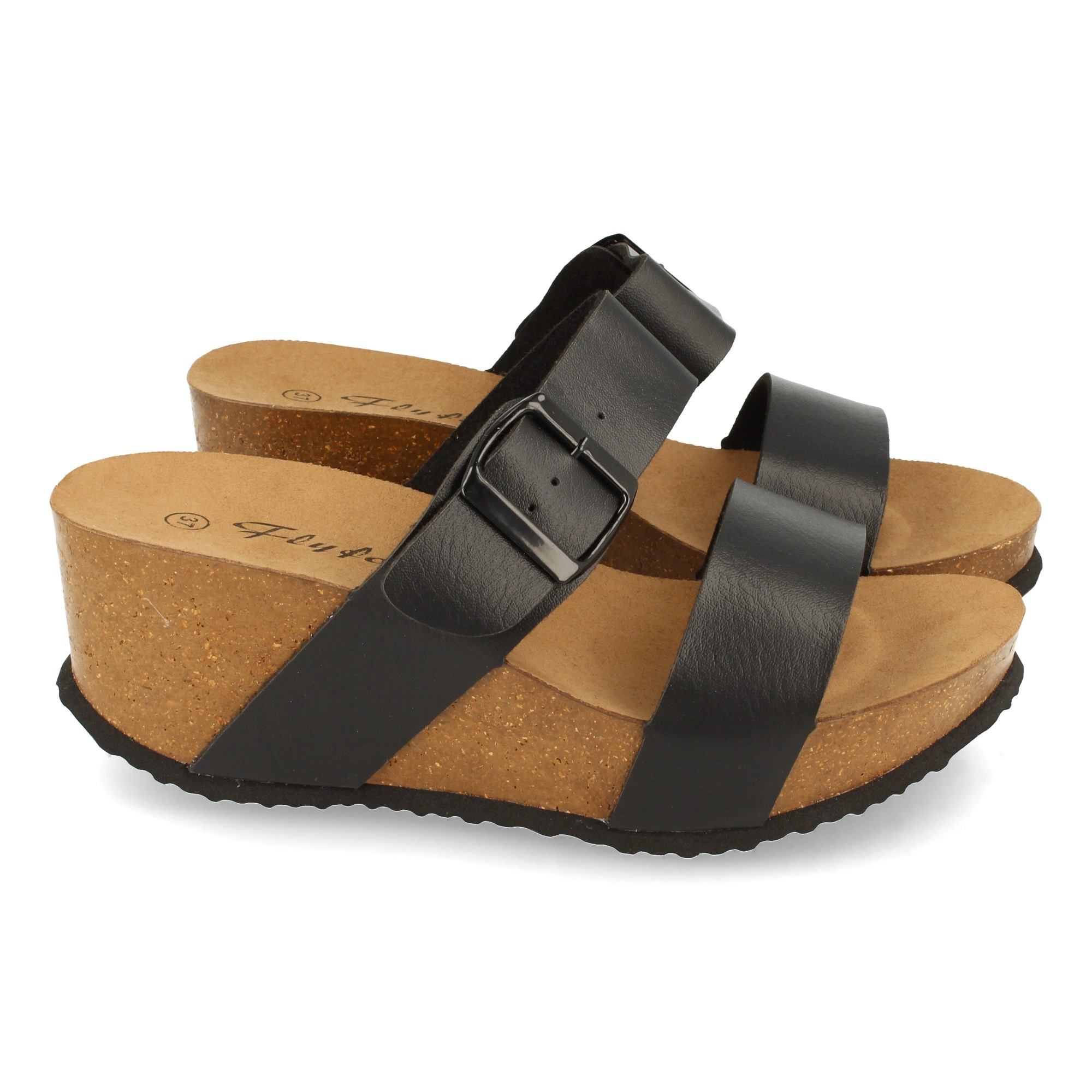 TEMU Sandalia de Cuña Bio con Pala , Super Comodas, Talon Abierto y Decorada con Hebilla Verano.
