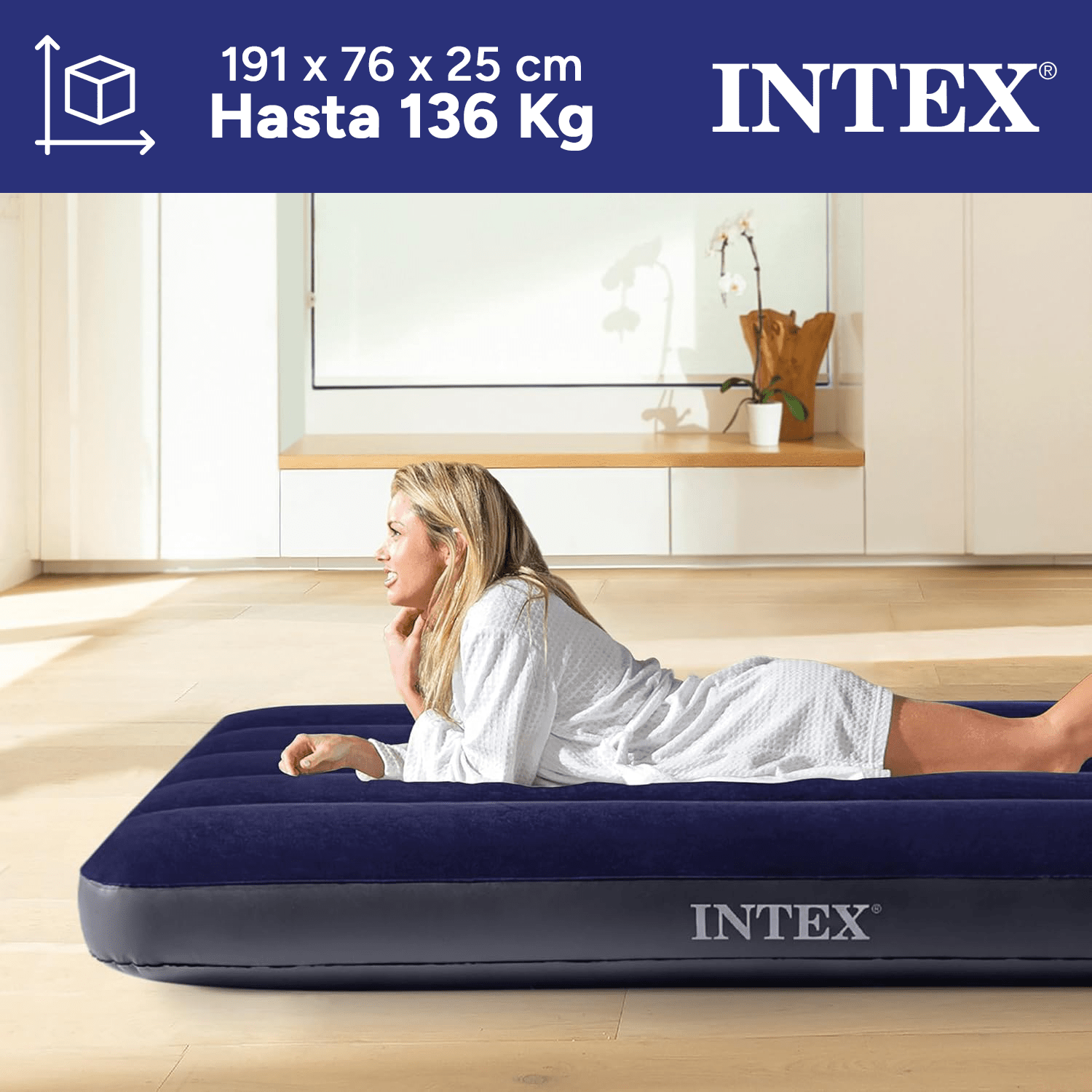 TEMU INTEX Colchón Hinchable, Colchon Inflable, Rápido Hinchado, Resistencia con Extra de Firmeza, Comodidad y Durabilidad, para Interior y Exterior,
