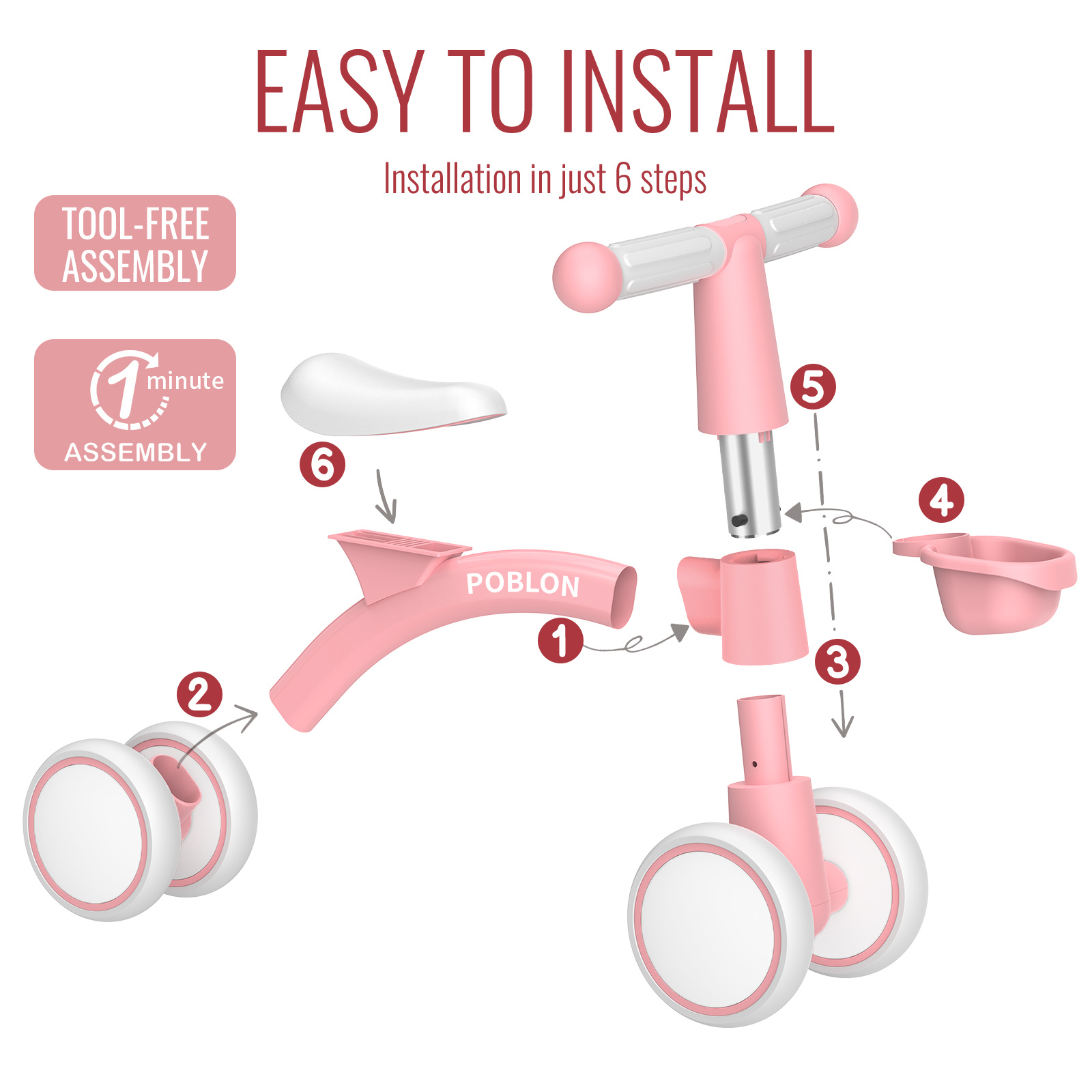 Baby balansfiets met mand, babyloper voor 12-24 maanden, 135° beperkte besturing voorkomt zijdelingse valontwerp, baby's glijdende fiets voor binnen en buiten voor jongens en meisjes, voor 1-jarige verjaardag, groen/roze/zwart