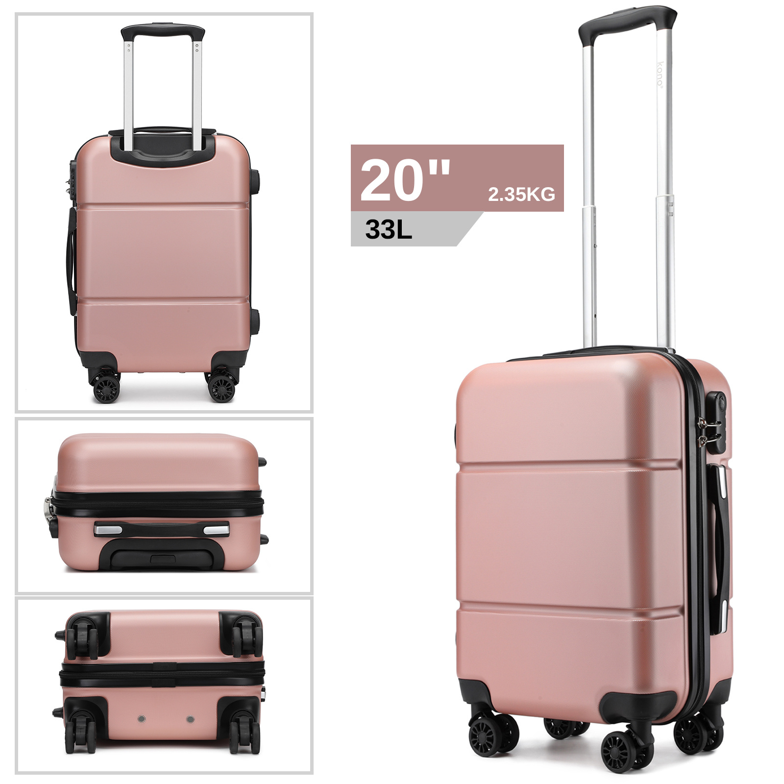 Image of 20inch 55cm Suitcase Premium Abs Cabin Carry-on Suitcase With Secure Combination Lock For Effortless Travel Back To School Holiday Gift For Women