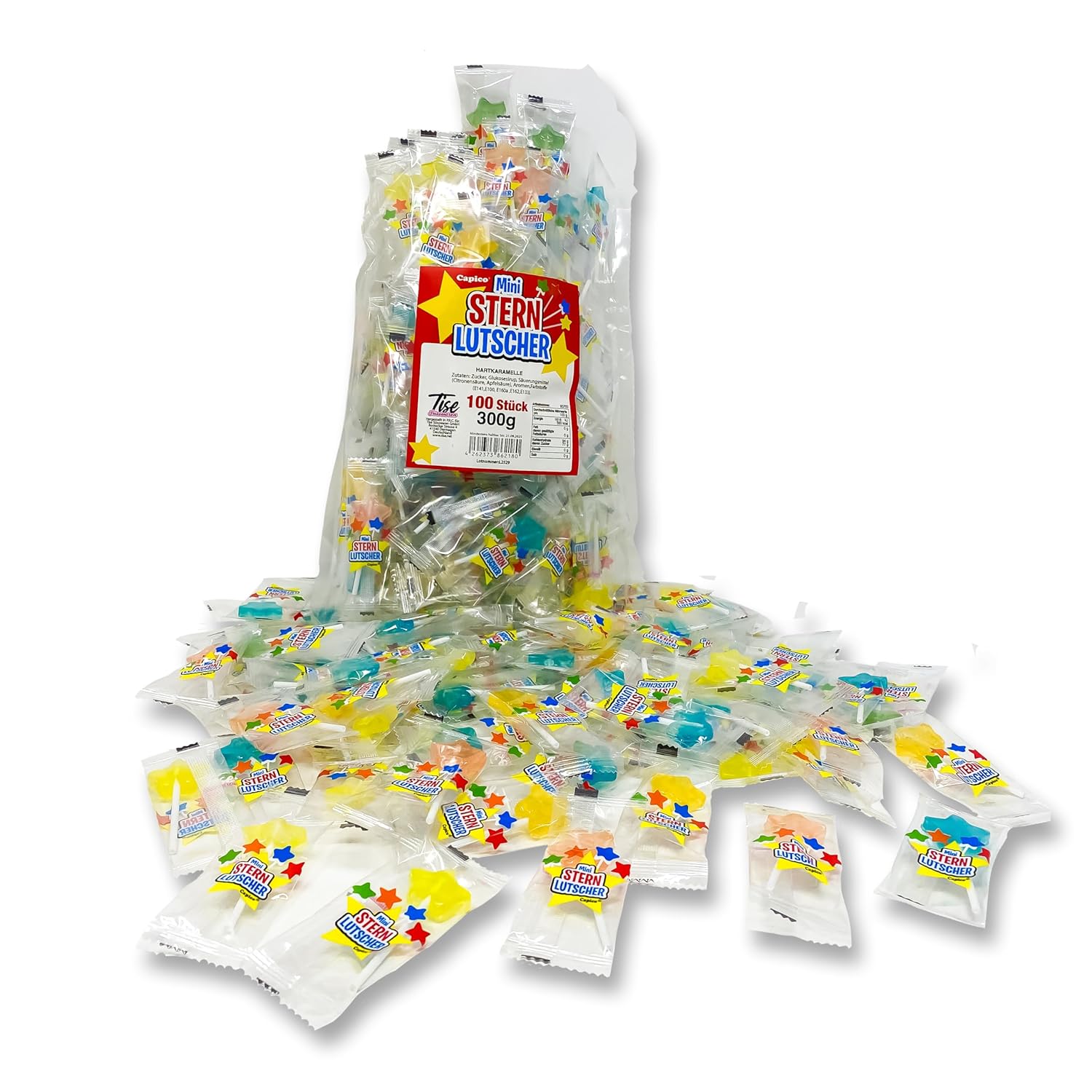 Tise Mini Star Lollipops - Throwing Material For Carnival And Mardi Gras (100x3g) 300g