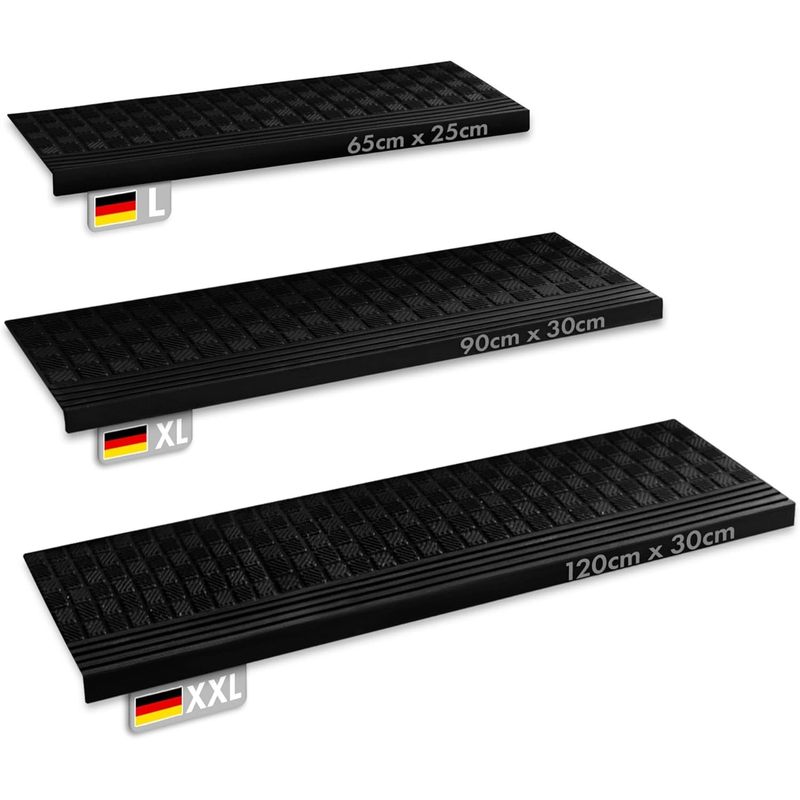 Rubber Step Mats Diamond 5-Piece Set – Non-Slip Stair Treads with Grooved Surface for Outdoor Stairs,   & Shock-Absorbing in   Sizes