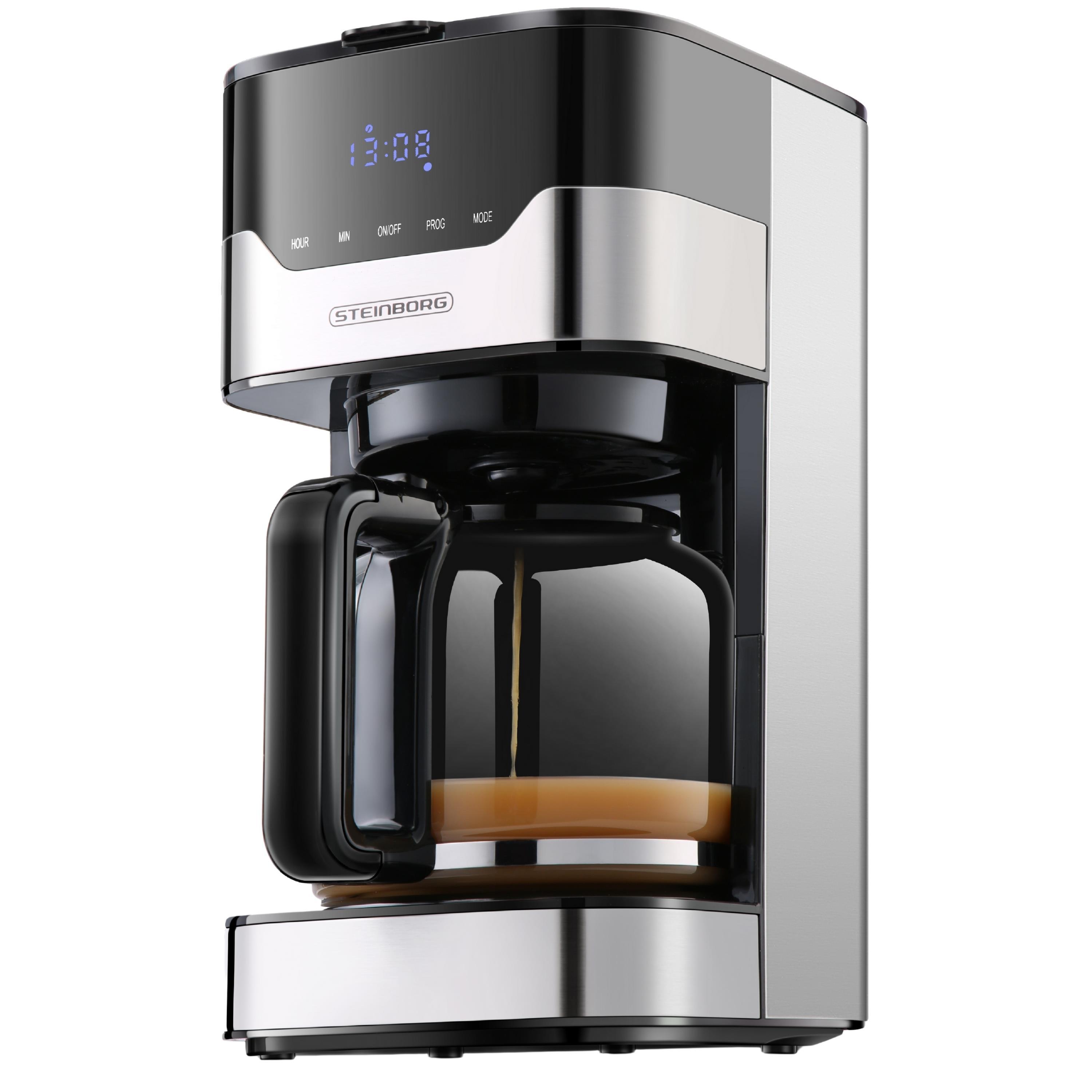 Coffee Machine With Led Display | 900 Watt | 1.5 Liter Capacity | Digital Timer | Programmable Start Time | 12-15 Cups | Drip Stop Function | Automatic Shut-off
