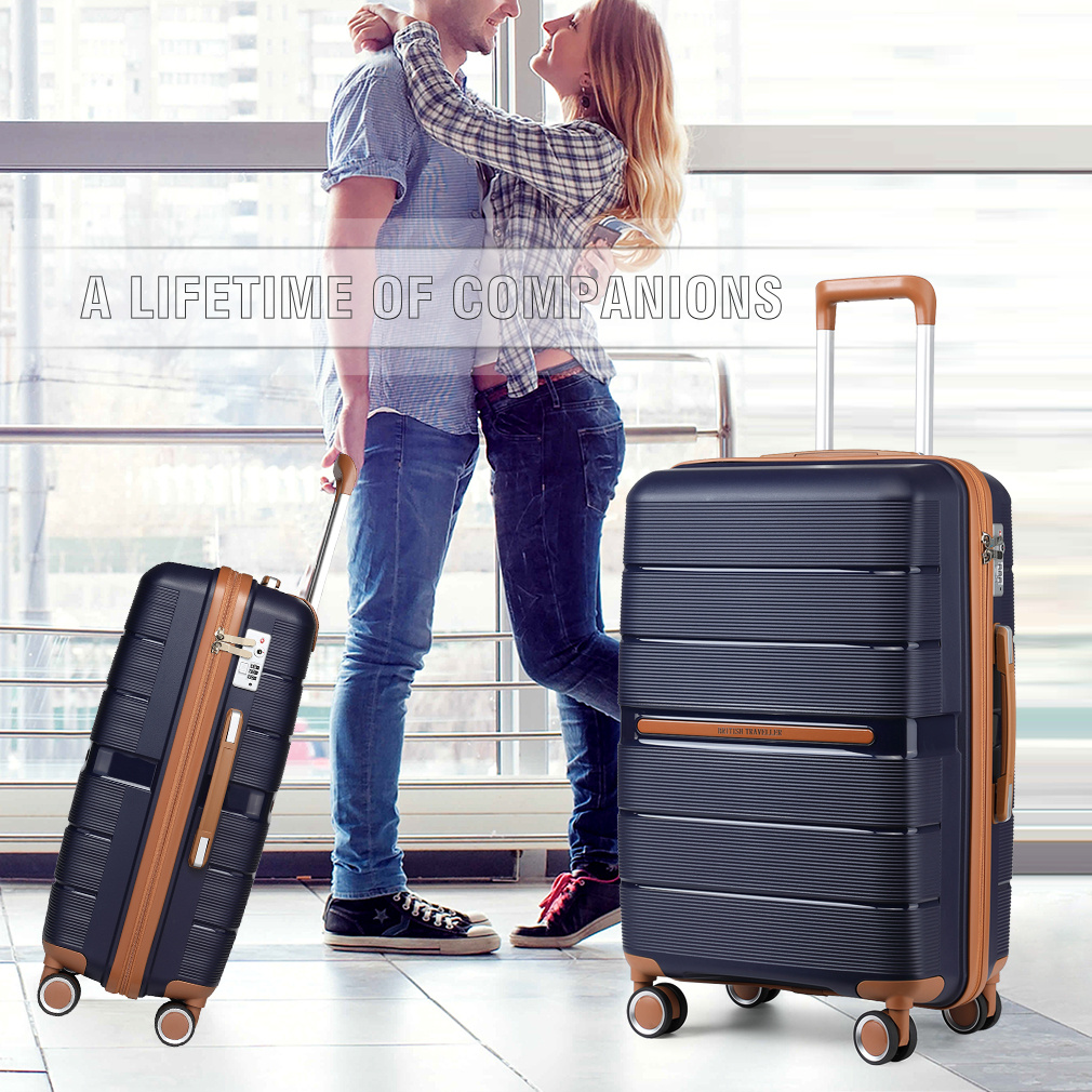 20" Medium Suitcase Lightweight Polypropylene Hard Shell Luggage Hold Check In Suitcase With 4 Wheels And Built-in