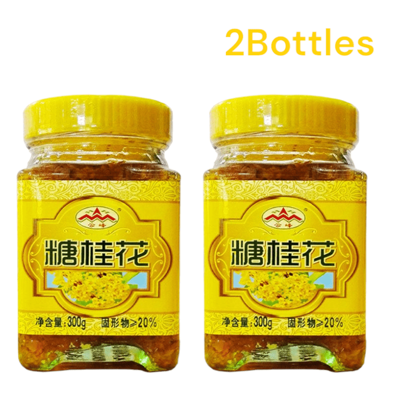 2 Bottles Yunfeng Osmanthus In Syrup 2×300g - Sweet Fragrant Syrup With Real Edible Flowers Perfect For Tea, Yogurt, Pastry Or Dessert